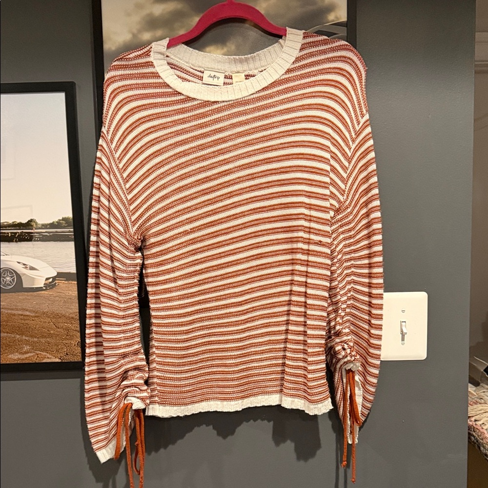Daytrip/Buckle Orange and White Striped Sweatshirt